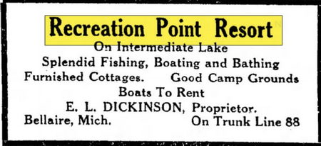 Recreation Point Resort - July 1926 Ad